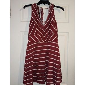 Burgundy & white knit dress